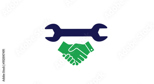 Handshake and Wrench Symbolizing Partnership.