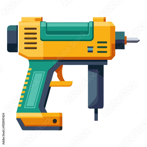 Colorful electric screwdriver with green and yellow design for diy projects and home repairs