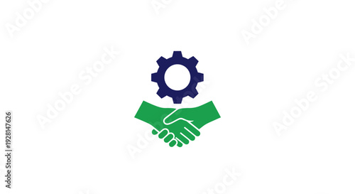 Handshake with gear above partnership.