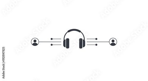 Headphones with Sound Waves and Icons.