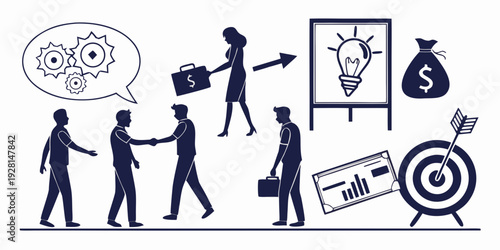 People engaging in various activities related to business and finance Vector