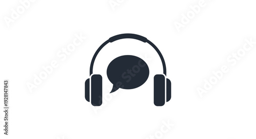 Headphones with Speech Bubble Icon Design.