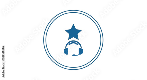 Headphones with star symbol logo.