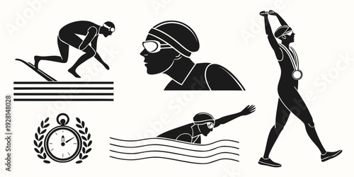 Illustrations of various sports and athletic activities. Vector