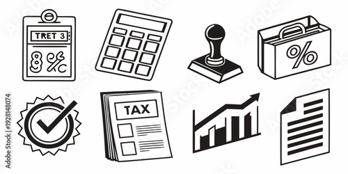 A collection of icons representing various administrative and office tasks Vector