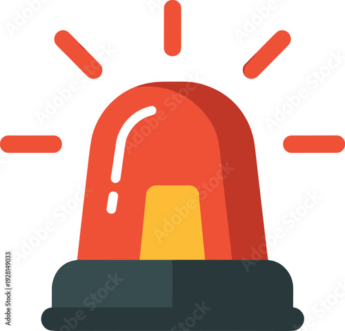 Detailed realistic emergency beacon vector illustration red flashing siren dome with rotating light premium alert art isolated on white