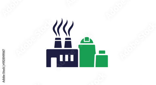 Industrial Factory Illustration with Pollution Emmissions.