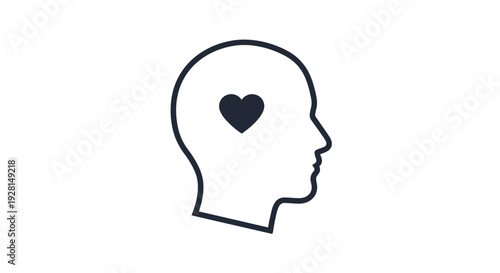 Heart in human head profile.