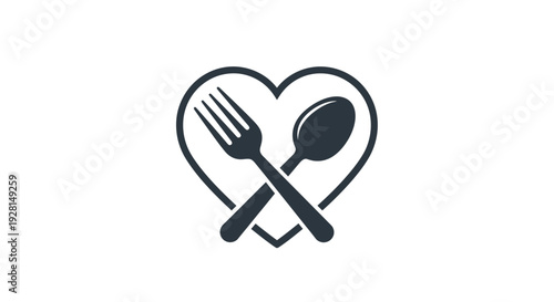 Heart shaped cutlery symbol icon food.