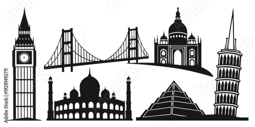 Iconic landmarks from around the world showcasing diverse architectural styles Vector