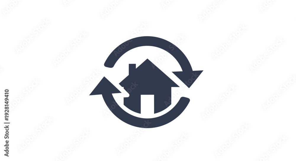 Obraz premium House Icon with Circular Arrows Symbol.