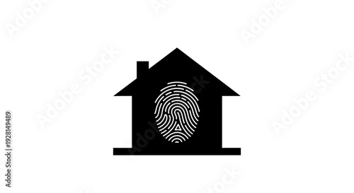 House with fingerprint logo symbol.