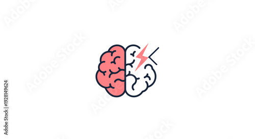 Human Brain Illustration with Electric Shock.