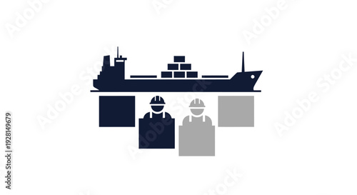 Industrial cargo ship crew workers.