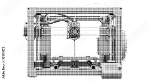 3D Printer Machine with Halftone Texture Effect