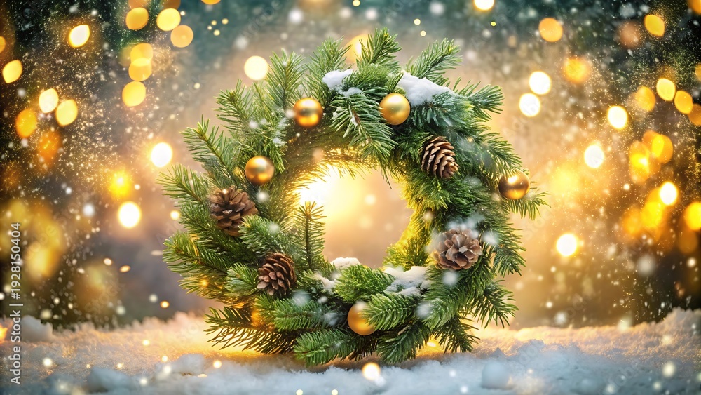 custom made wallpaper toronto digitalChristmas Background With Fir Wreath And Golden Lights