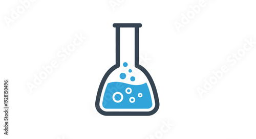 Laboratory Erlenmeyer Flask with Blue Liquid.