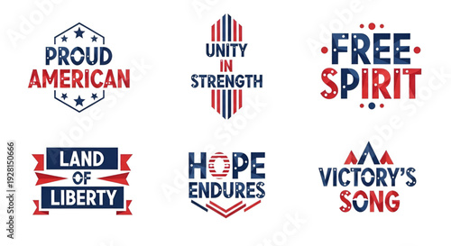 Proud american themes with national symbols and red blue white