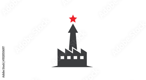 Industrial factory with rising arrow.