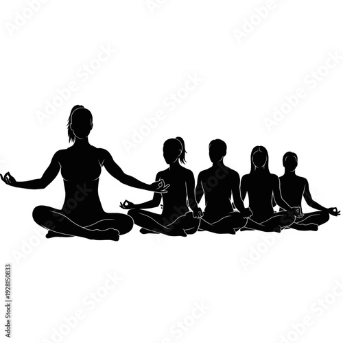 Group of People Meditating in Lotus Position.