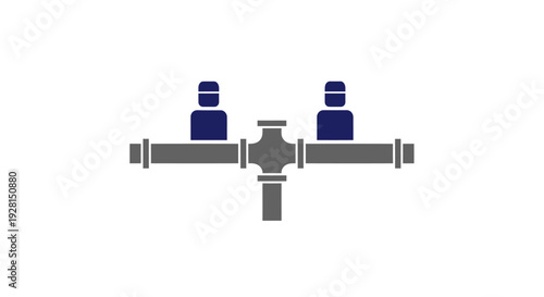 Industrial Valve with Blue Handles.