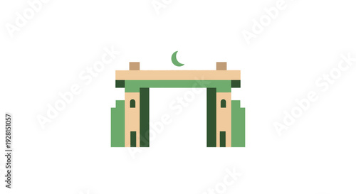 Islamic Archway with Crescent Moon Symbol.