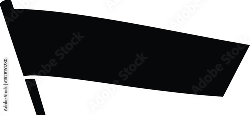 Black flag silhouette vector graphic, isolated on a transparent background, represents a simple blank banner or pennant