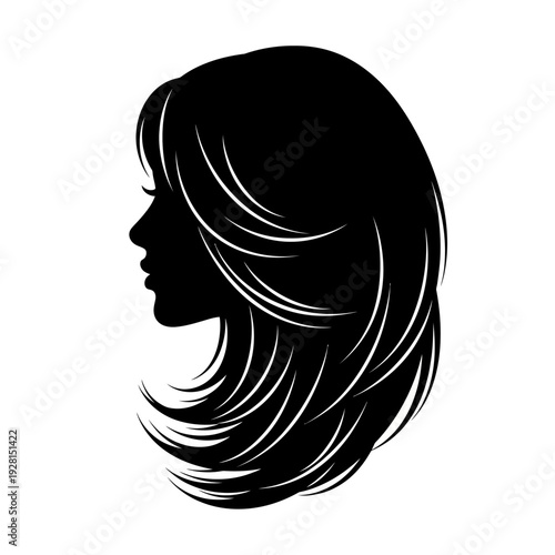 Elegant silhouette of a woman with stylish layered hair, side profile.