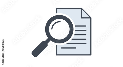 Magnifying Glass Examining Document Illustration.