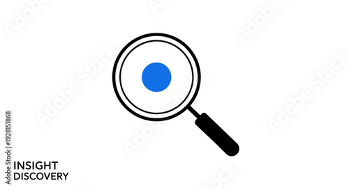 Magnifying glass with blue circle inside.