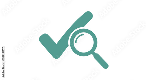 Magnifying Glass with Green Checkmark Symbol.
