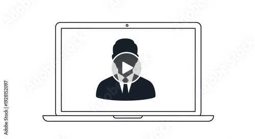 Laptop screen displays video of man.