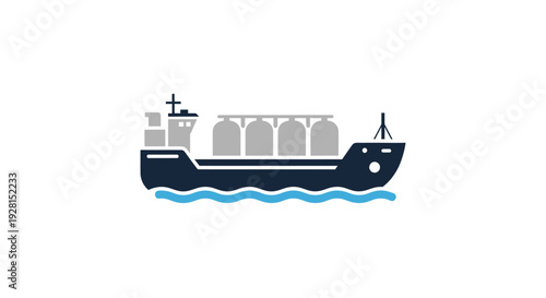 Large cargo ship with containers sailing.