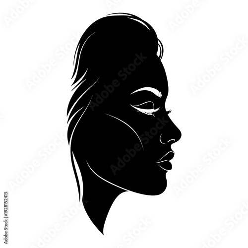 Elegant Silhouette of a Womans Face with Stylish Hair.