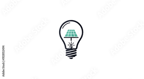 Light Bulb with Green Renewable Energy Symbol.