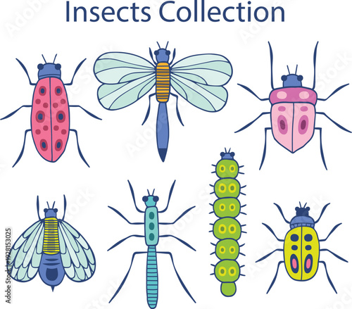 Creative cartoon bugs pack for nature themed school projects vector