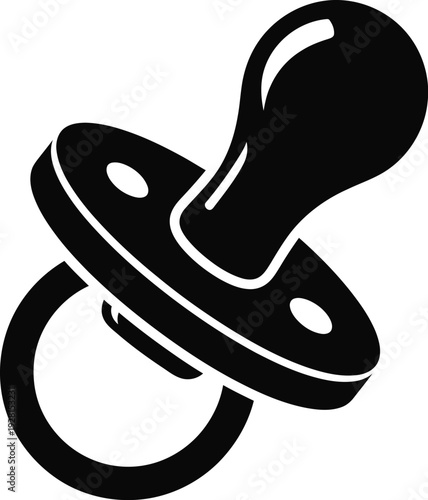 Baby pacifier silhouette isolated on transparent background. black monochrome infant dummy or soother accessory.