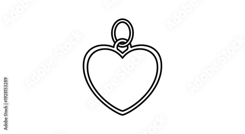 Simple black and white heart shaped pendant illustration.