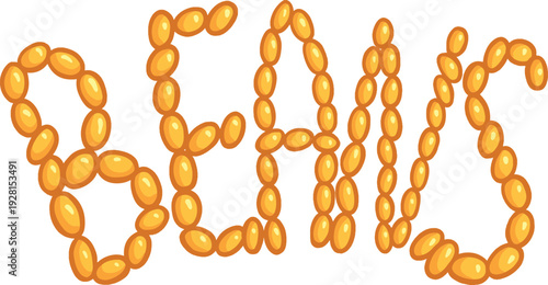 Baked Beans Cartoon Word Breakfast Time Letters