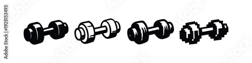 Dynamic Barbell and Dumbbell Icon Collection for Gym Equipment and Strength Training Themes