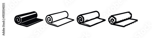 Vector Collection of Rolled Textile and Yoga Mat Icons