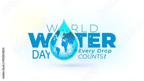 Concept and logo unit for World Water Day banner. Water importance and conservation awareness message design.