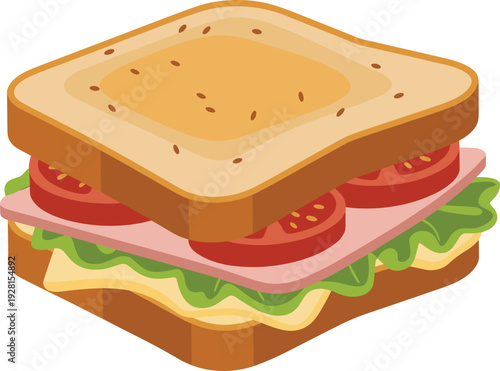 Cute cartoon vegan sandwich vector set avocado hummus falafel grilled veggie fun plant-based characters illustrations isolated white