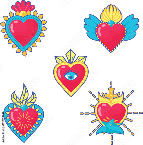 Red heart pierced by arrow and dagger tattoo design vector