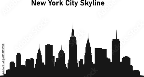 Vintage New York City Skyline Silhouette Vector on Transparent Background.