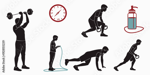 Illustration of various exercises to avoid during pregnancy Vector