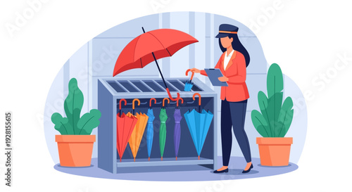 Woman Shopping Clothes on Outdoor Clothing Rack.