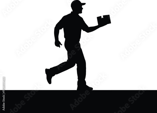 Running delivery man silhouette