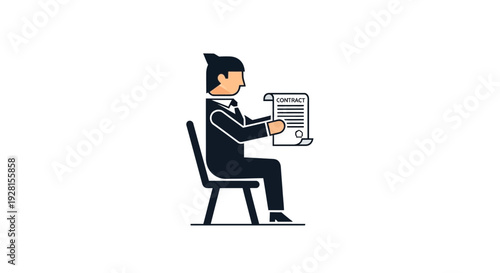 Man Sitting on Chair Reading Newspaper.