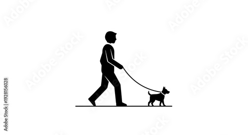 Man Walking Dog on Leash Silhouette.